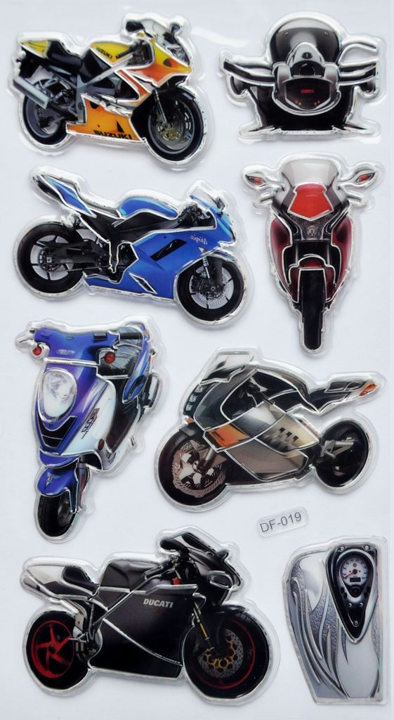 NAKLEJKI WYPUKŁE 3D MOTORY ŚCIGACZE MOTOR