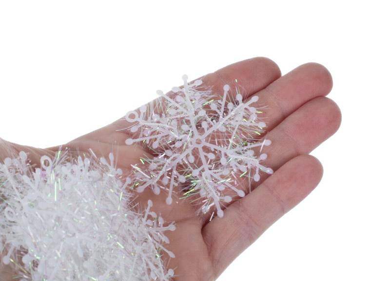 Śnieżynki z metalizowanym włosiem 6szt po 5,5cm