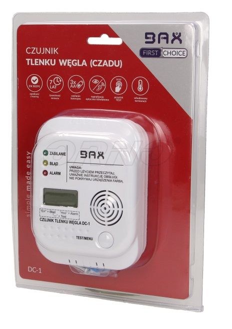 CZUJNIK Detektor TLENKU WĘGLA CZADU ORNO BAX DC-1