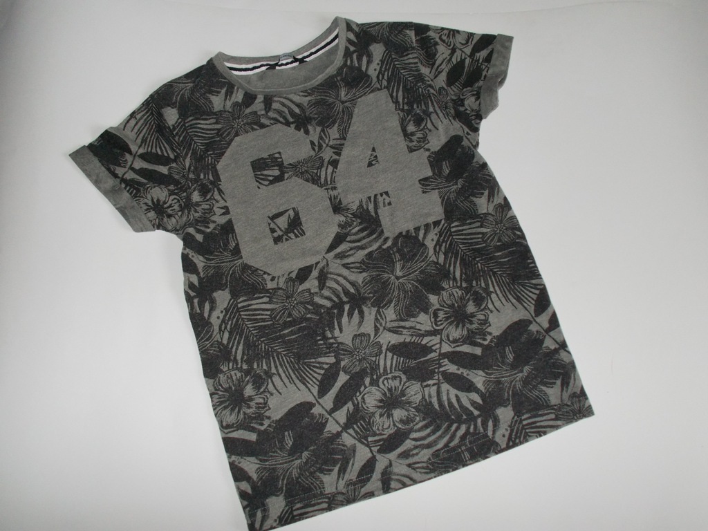 Świetna modna koszulka T-shirt, szara 122/128 cm