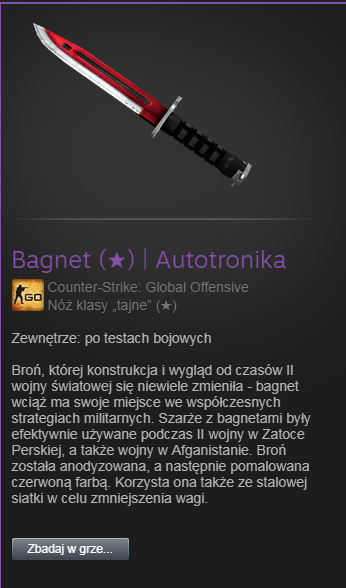 Nóż cs go Bayonet Autotronic FT 600zl HIT