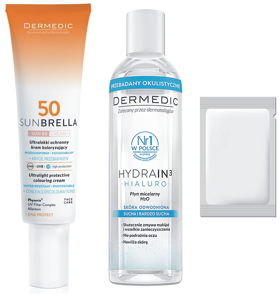 DERMEDIC SUNBRELLA SPF50 KREM KOLORYZUJĄCY + PŁYN