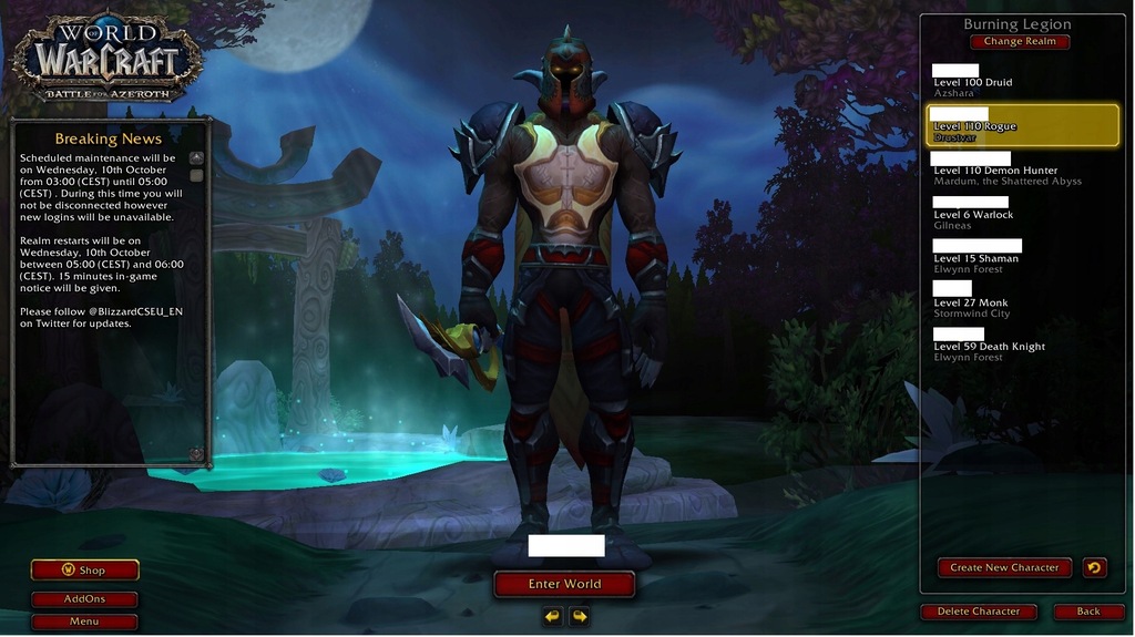 WoW World of Warcraft Battle for Azeroth BFA Konto