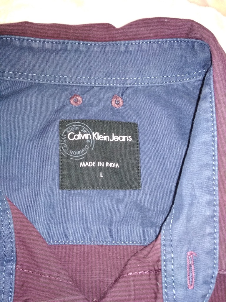 Koszula Calvin Klein Jeans Slim Fit L Bordowa