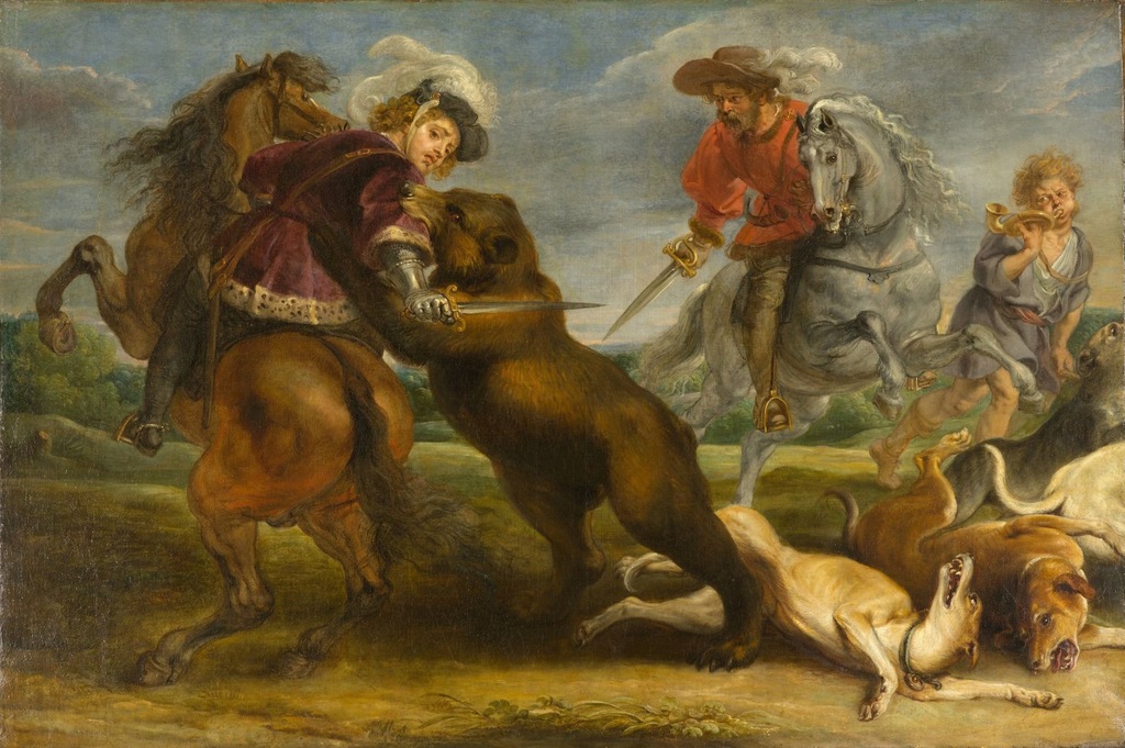 Pan Tadeusz Polowanie Na Niedźwiedzia Polowanie na niedźwiedzia OBRAZ 90x60 cm P.Rubens - 6526255581