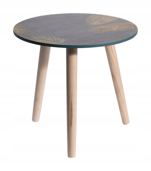 Drewniany stolik kawowy 40 cm na 3 nogach okrągły