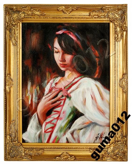 OBRAZ KOBIETA W GORSECIE PŁÓTNO OLEJ 40x50