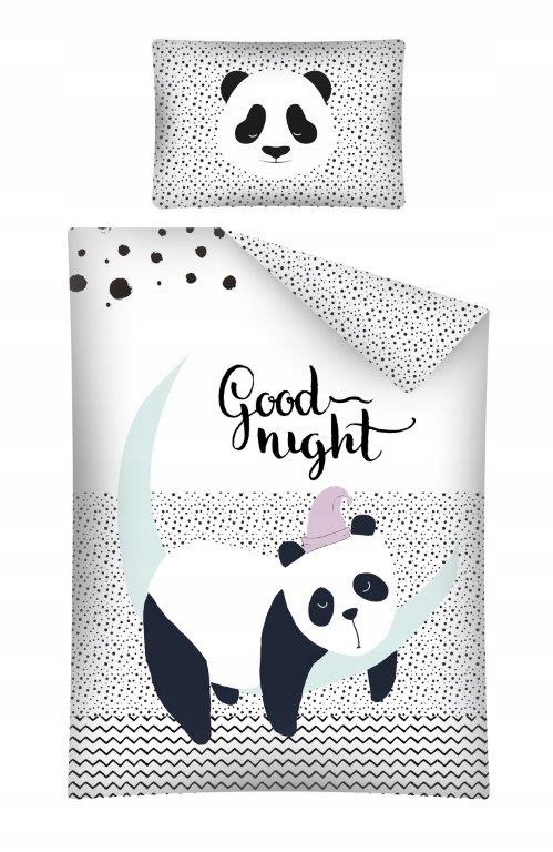 POŚCIEL DO ŁÓŻECZKA 100x135 CZARNO BIAŁA MIŚ PANDA