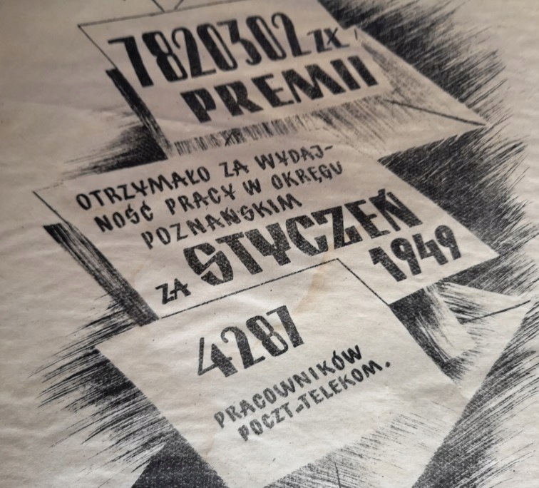 PLAKAT PROPAGANDOWY 1949 r Poczt-Telekom Poznań