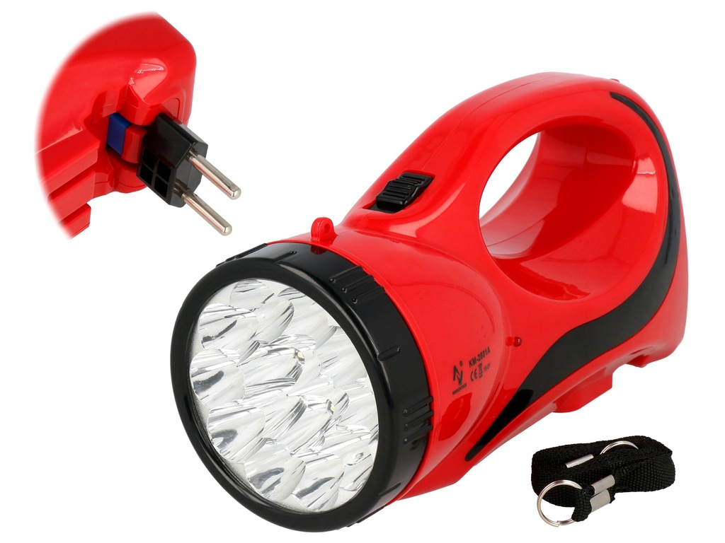 LATARKA AKUMULATOROWA SZPERACZ LED KM-2601 CZER.