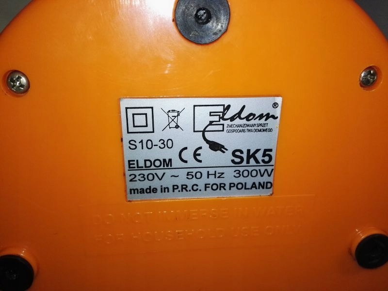 SOKOWIRÓWKA ELDOM SK5 7471075450 oficjalne archiwum Allegro Archiwalne: Sokowirówka model SK5 Eldom 300W, 50Hz, 230V