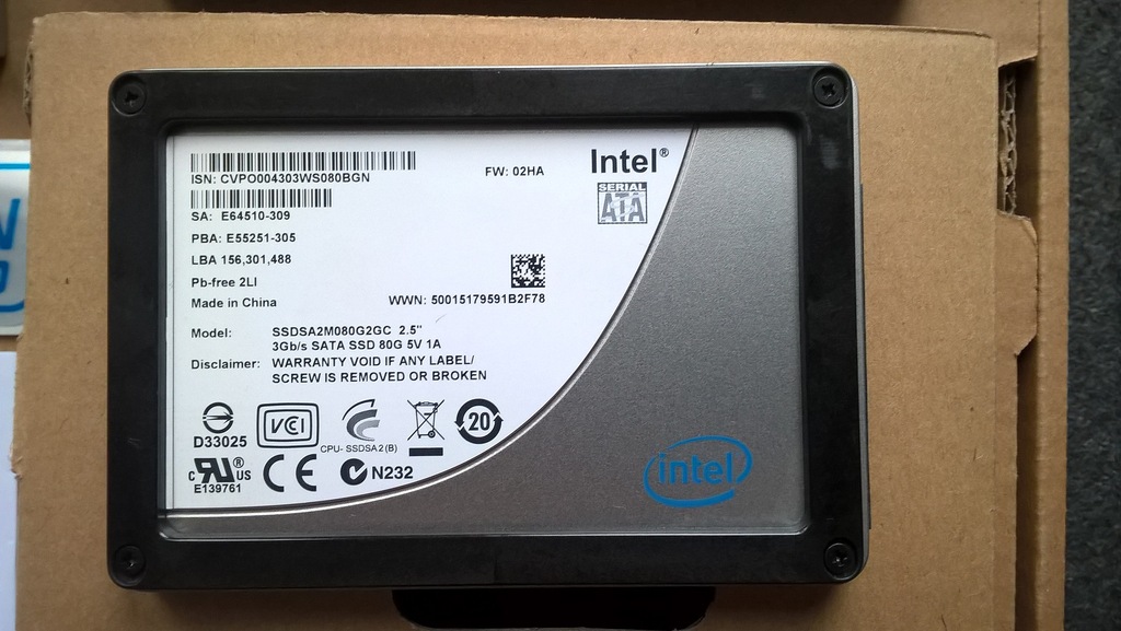 INTEL SSD 80GB Intel X25-M SSDSA2M080G2GC