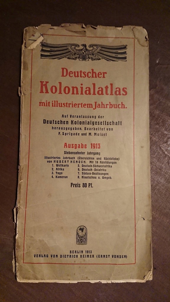 Deutscher Kolonialatlas, atlas z 1913 roku, mapy