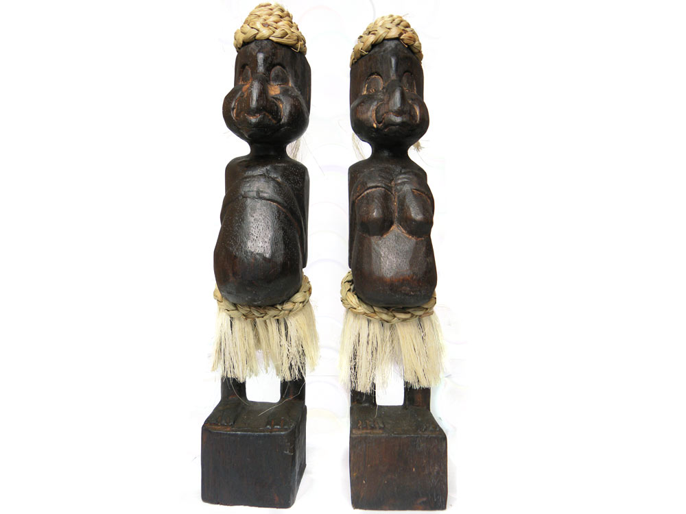 Komplet Figurki Rzeźby Drewno PARA Indonezja 35cm