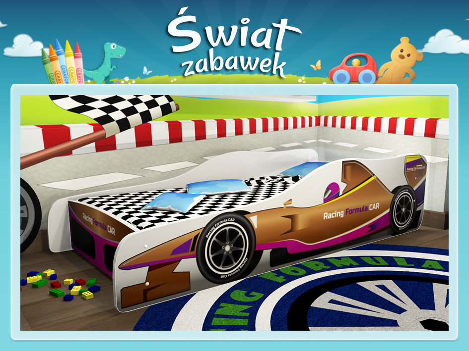 Łóżko dziecięce Auto FORMUŁA 1 Brązowe (MAŁE)