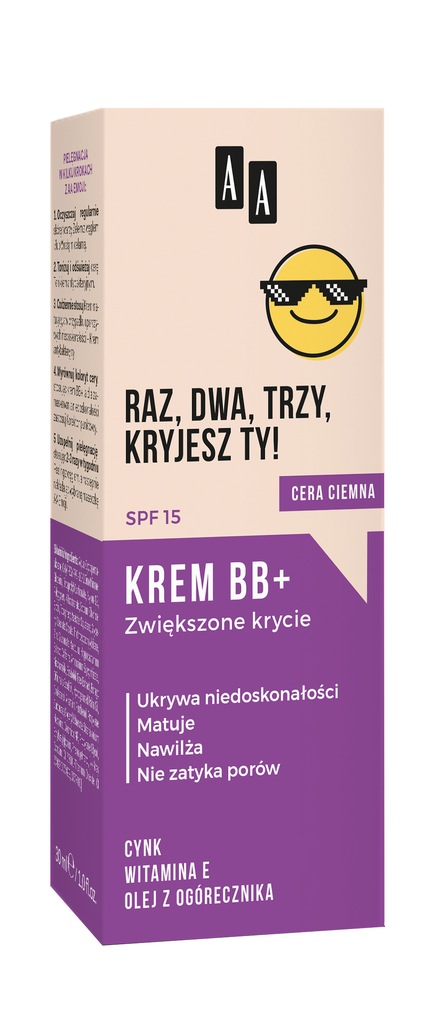 AA Emoji Krem BB kryjący SPF15 cera ciemna 30ml