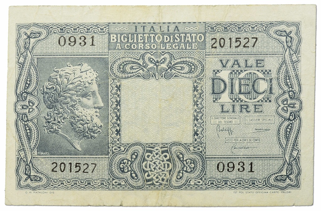 11.Włochy 10 Lirów 1944, P.32.b, St.3/3+