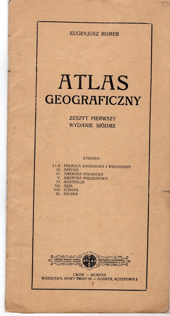 ATLAS GEOGRAFICZNY / Polska / - Romer 1922