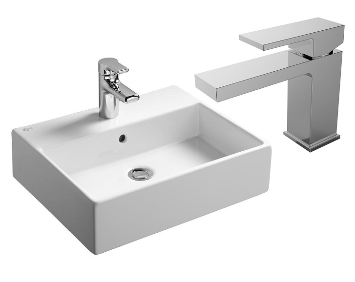 UMYWALKA NABLATOWA 50x42 +BATERIA UMYWALKOWA CUBIC