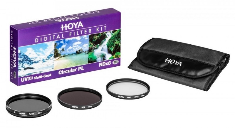 Zestaw filtrów HOYA 58mm filtr UV CPL ND8 + etui