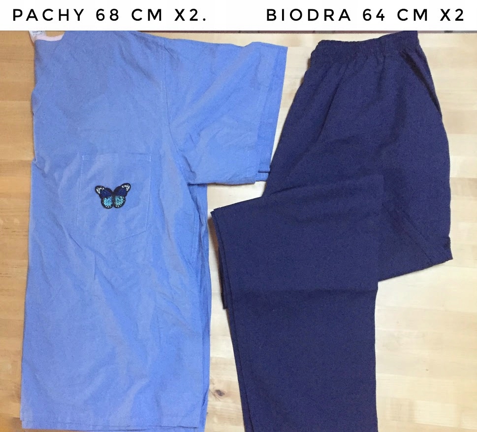 Komplet odzieży medycznej błękit+ granat motyl 2XL