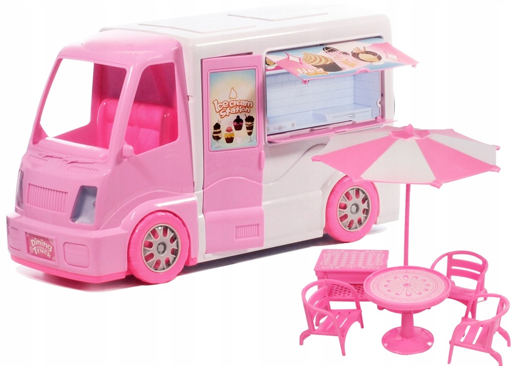 DUŻE AUTO ROZKŁADANE LODZIARNIA KAMPER DLA BARBIE