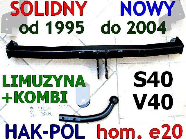 HAK HOLOWNICZY VOLVO V40 S40 SEDAN+KOMBI 19952004