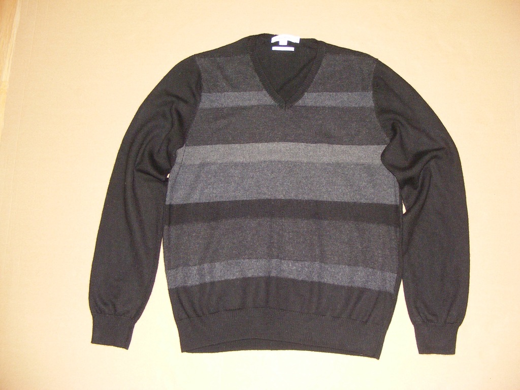 CALVIN KLEIN - sweter męski, 100% MERINO - M