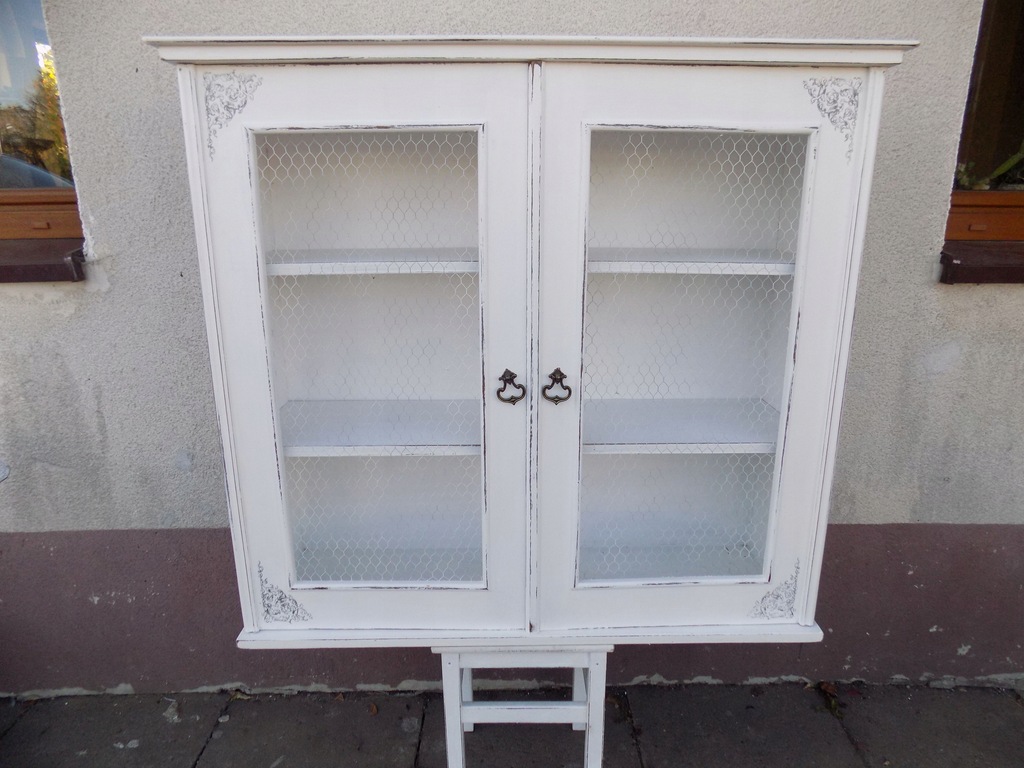 WIELKA BIAŁA WITRYNA WISZĄCA,NADSTAWKA,SHABBY CHIC
