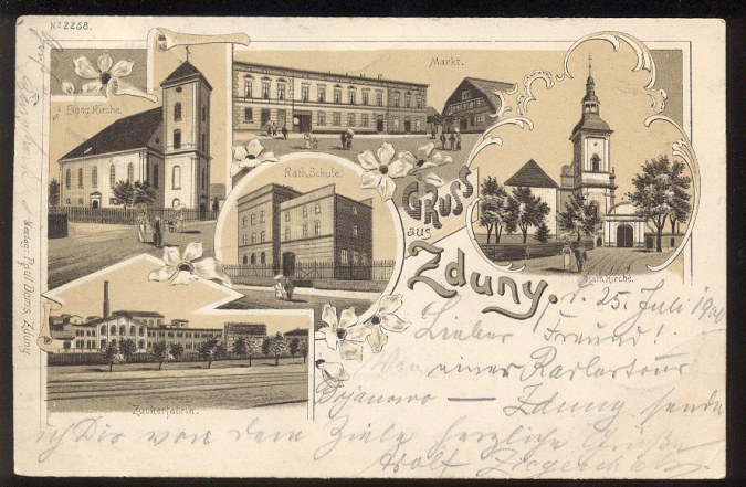 1900 ZDUNY, POW.KROTOSZYN - CUKROWNIA, RYNEK, SZK