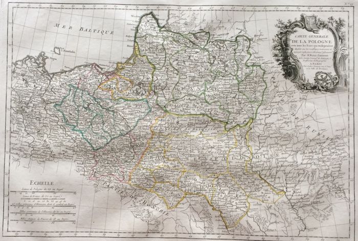 MAPA POLSKI G. Antonio Rizzi-Zannoni Paryż 1770