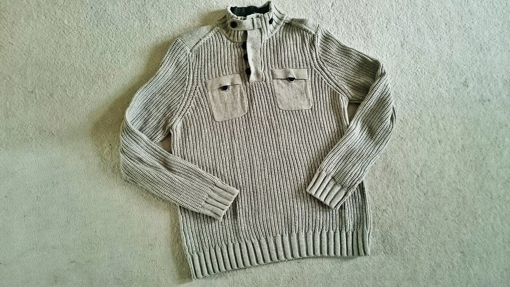 TED BAKER sweter męski szary ciepły XL