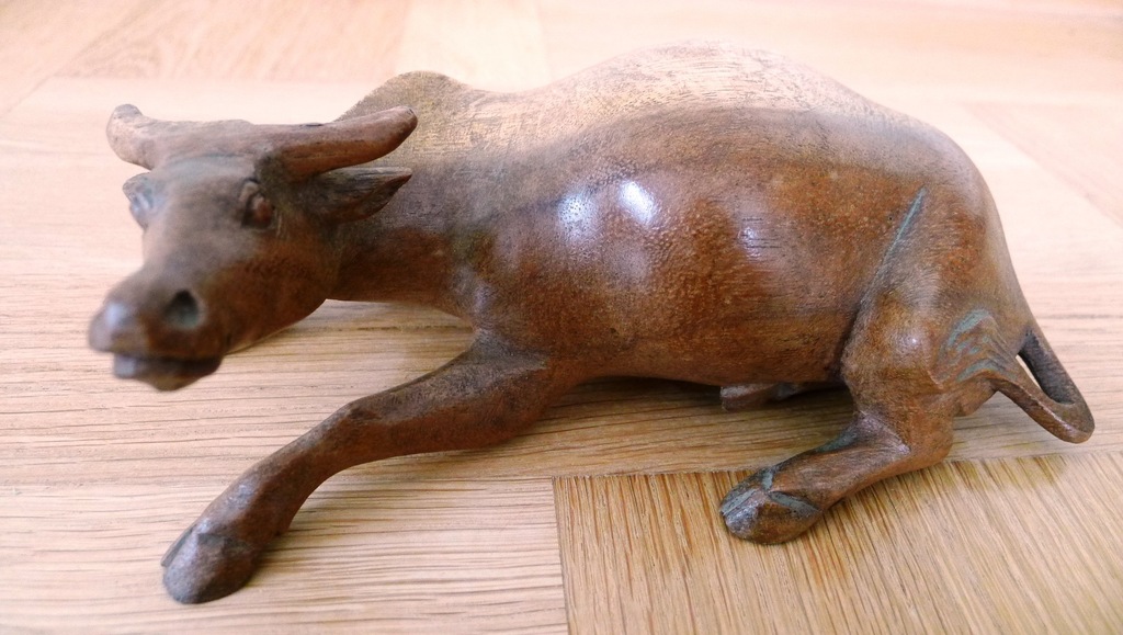 rzeźba bawół błotny Birma figurka drewno tekowe