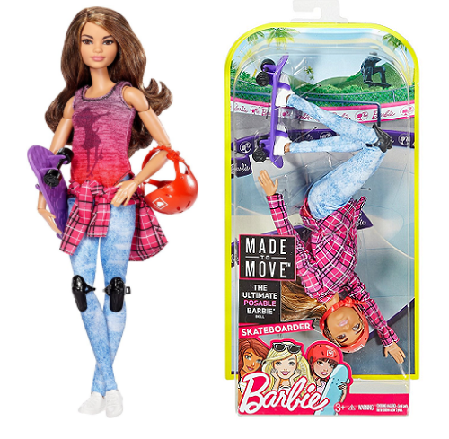BARBIE SPORTOWA LALKA SKATERKA Z DESKĄ DVF70