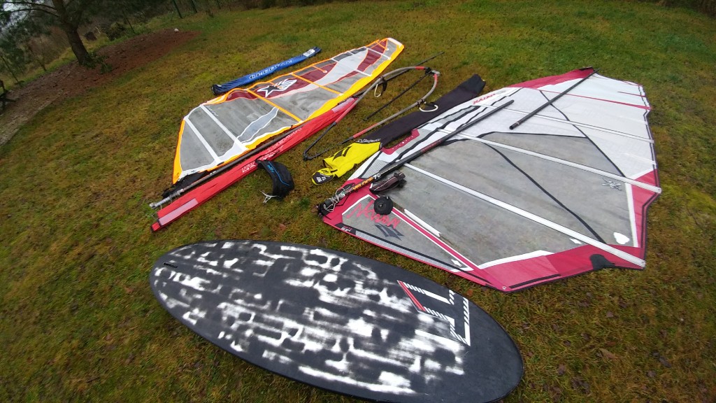 windsurfing żagiel maszt deska trapez bom komplet