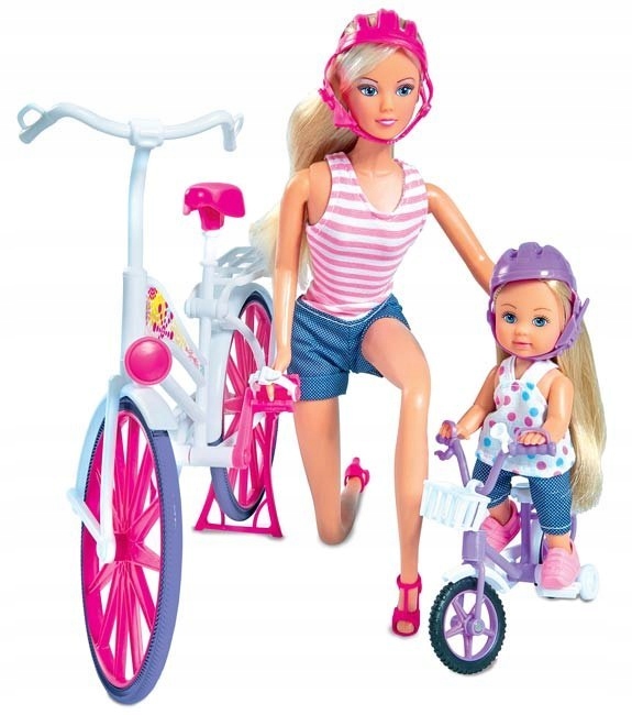 SIMBA LALKA BARBIE Z CÓRKĄ ROWERKI KASKI 2 LALKI