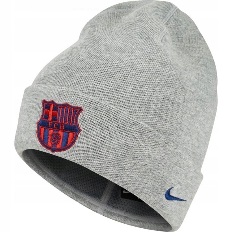 NIKE FC Barcelona czapka zimowa SZARA męska ciepła