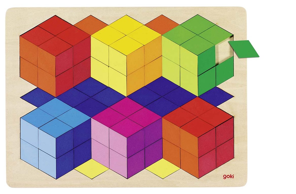 Drewniane puzzle mozaika 3D SZEŚCIANY 86 el. GOKI
