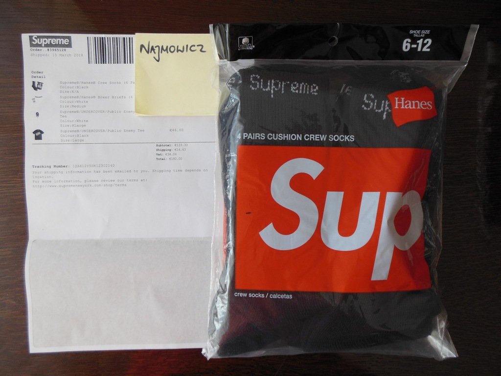 Supreme / Hanes Black Socks Black skarpety 7489680068 oficjalne