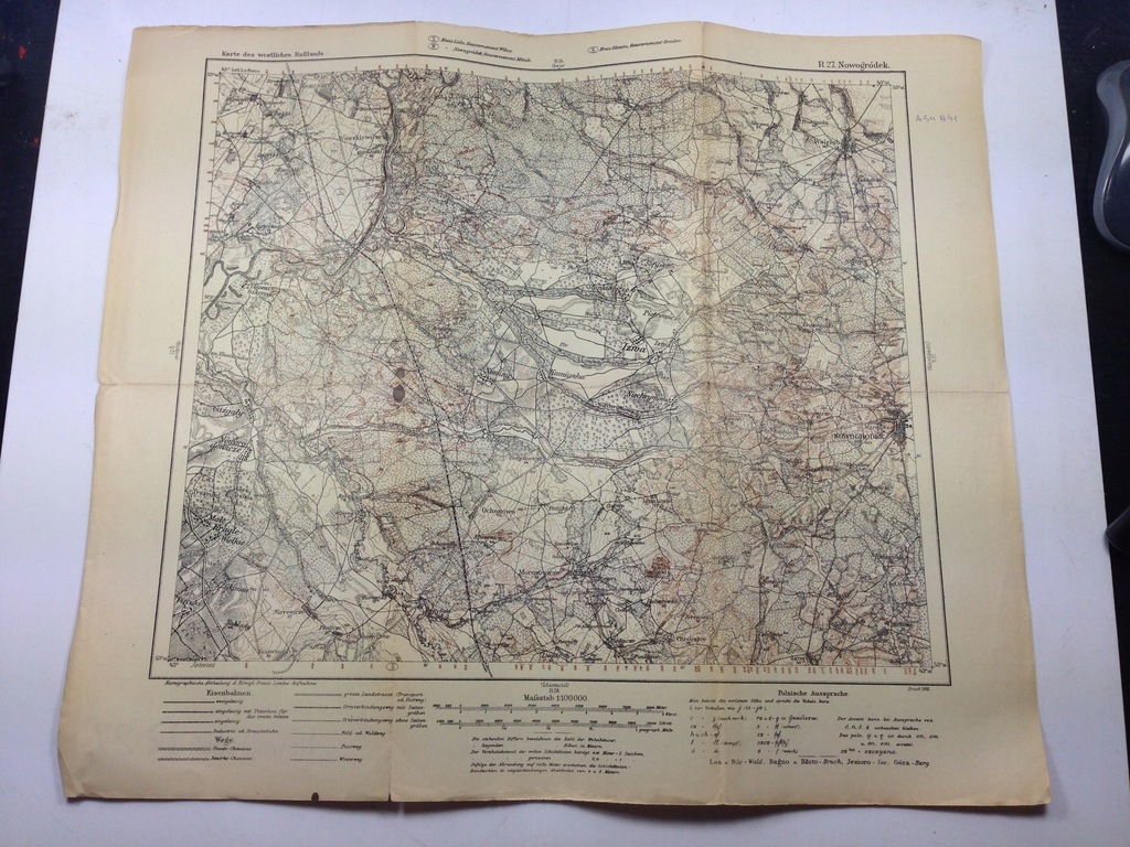 STARA MAPA NOWGRÓDEK IZMA WSIELUB PONIKARTY 1915