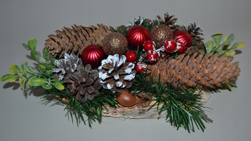 Drewniany stroik na brzozie ozdoby świąteczne 30cm