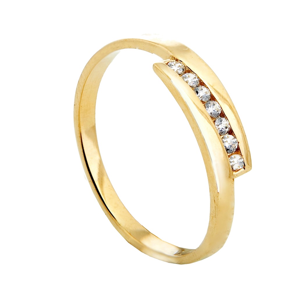 złoty pierścionek zaręczynowy z cyrkoniami pr.333