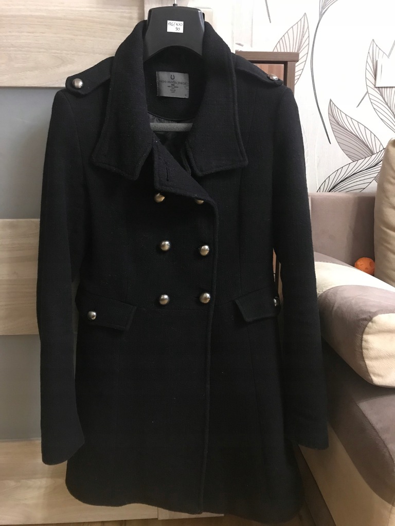 wełniany czarny płaszcz vero moda M