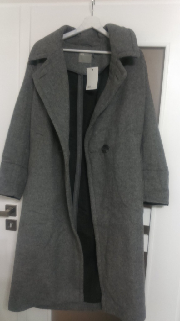 Szary płaszcz asos wełna oversize nowy zara zima