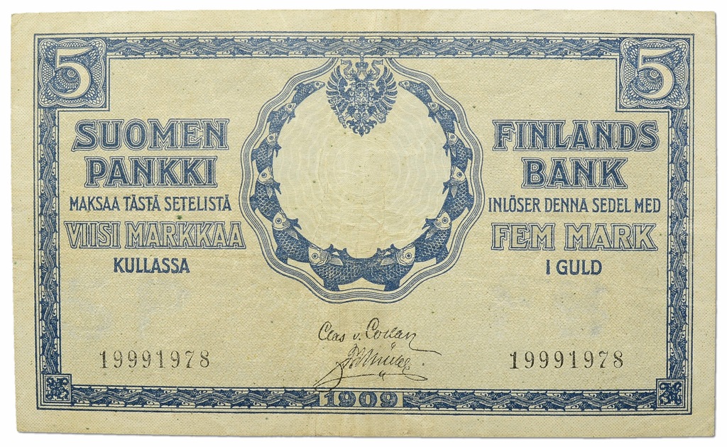 13.Finlandia, 5 Markkaa 1909 (1918), P.20, St.3+