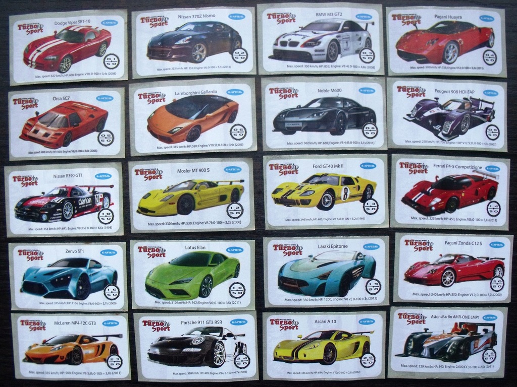 GUMA TURBO SPORT RACING NAKLEJKI 36 SZT KAŻDA INNA