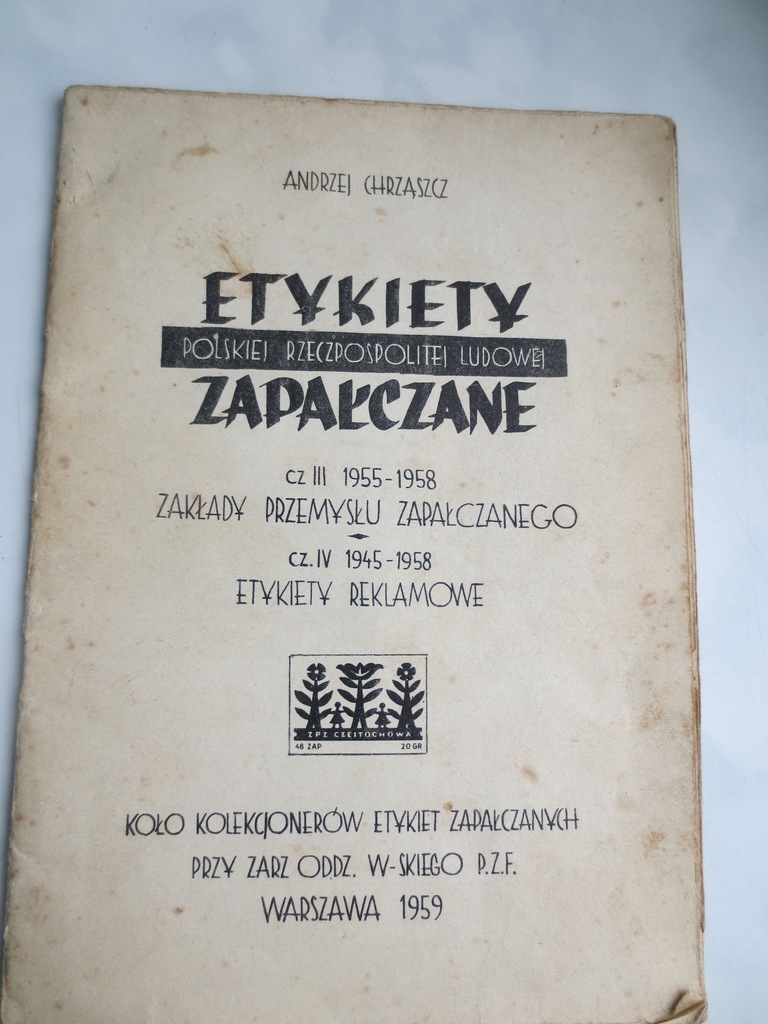 Katalog Etykiety Zapałczane PRL 1959 Chrząszcz