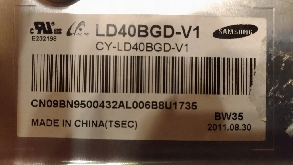 MATRYCA LD40BGD-V1 + T-CON SAMSUNG UE40D5500