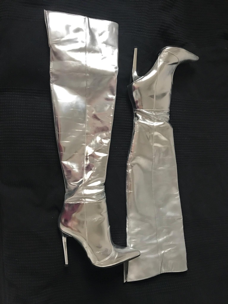 Badura x La Mania srebrne kozaki unikat 40 - 7184757917