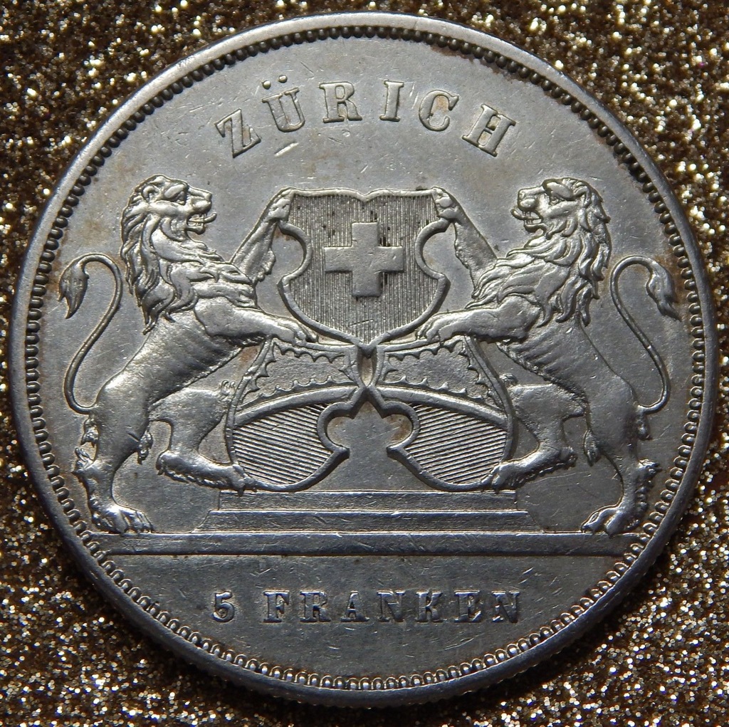 Szwajcaria 5 franków  1859 ZURICH b.rzadka